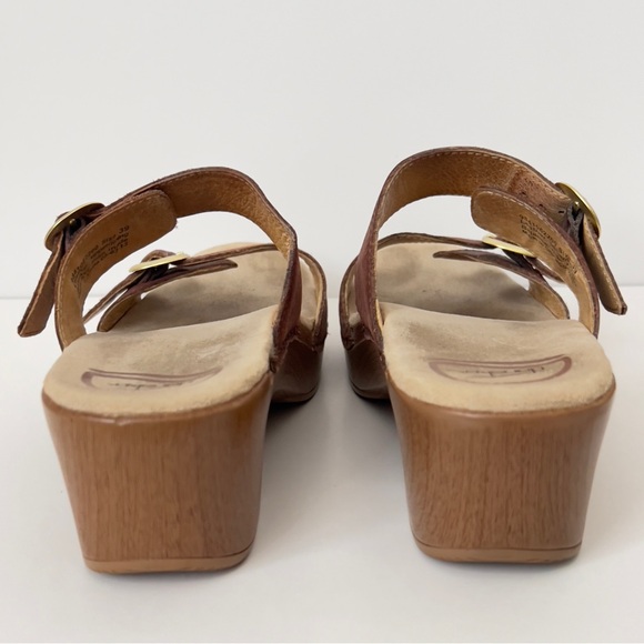 Dansko Sophie 2 Strap Brown Leather Open Toe Slide Mule Women’s US 8.5 - 9 EU 39 - Picture 2 of 6